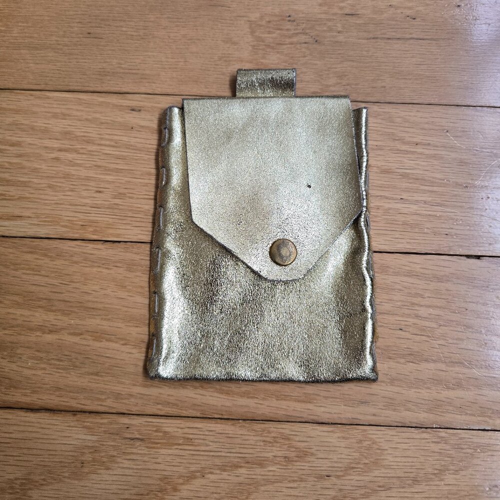 vintage Y2K | gold leather festival mini belt pouch bag